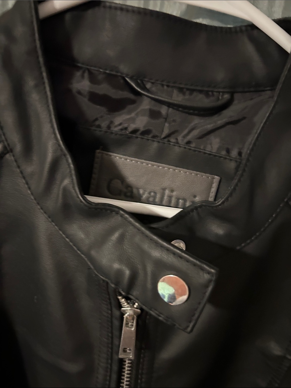 New- Never worn. Cavalini Black Faux Leather Zip-Front Jacket - Picture 4 of 5